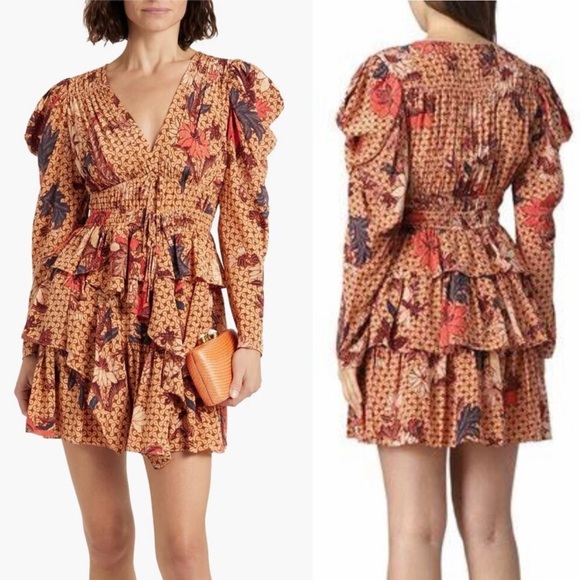 Ulla Johnson Dresses & Skirts - Ulla Johnson Oni Silk Mini Dress in Garden Rose Floral Ruffled Size 10
